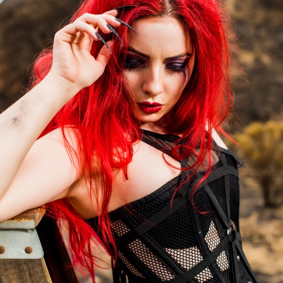 Black mesh steel boned corset - Picture 4 of 4